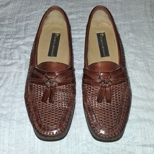 Stacy Adams Brown Woven Tassel Slip-On Loafers